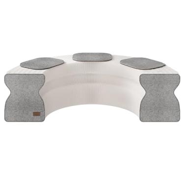 Imagem de Banqueta dobrável moderna de papel artesanal com almofadas, cadeira de sapato portátil para sala de estar, quarto, estudo - branco, 120 x 37 x 42 cm, móveis elegantes e funcionais