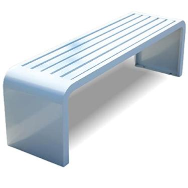 Imagem de Banco sem costas ao ar livre, banco externo à prova de intempéries, banco de metal para varanda de jardim 100/120/150/180 cm para gramado, varanda, porta da frente, ao ar livre, branco, 120 x 40 x 45