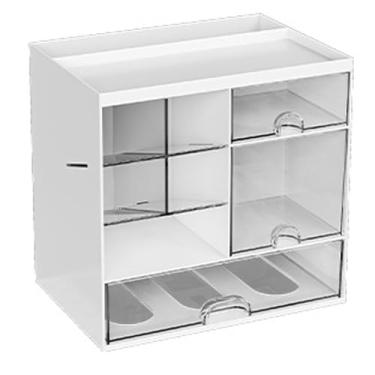 Imagem de Yosoo Organizador de Cuidados Com a Pele, Vitrine de Mesa de Plástico Com Gavetas e Compartimentos Multifuncionais para Produtos de Beleza, Artigos de Papelaria, Produtos de (Branco Transparente