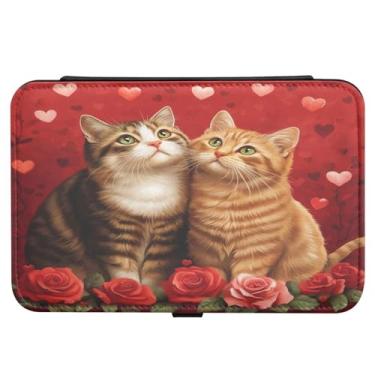 Imagem de Burbuja Caixa de joias de viagem de rosas para gatos para mulheres e meninas, organizador de joias portátil de couro sintético para brincos, anéis, colares e pulseiras