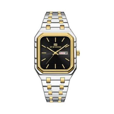 Imagem de Relógio De Quartzo Masculino Azul E Dourado Com Pulseira De Aço Inoxid