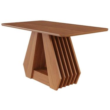 Imagem de Mesa de Jantar Ágata 4 Lugares Retangular Tampo Mdf 130x80cm Marrom Cinamomo Milani Mov...