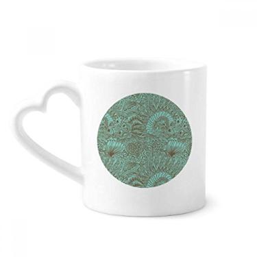 Imagem de Desenho de linha abstrato peixes azuis plantas caneca café cerâmica copo de coração de vidro