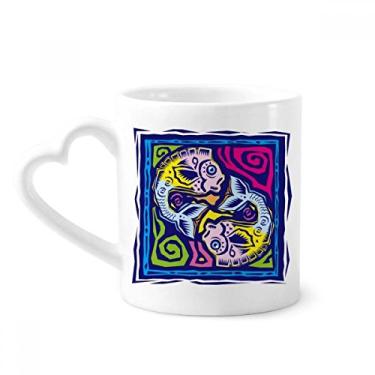 Imagem de Caneca com gravação Constelação Peixes Cultura Mexicana Caneca de café Cerâmica Copo de coração de vidro