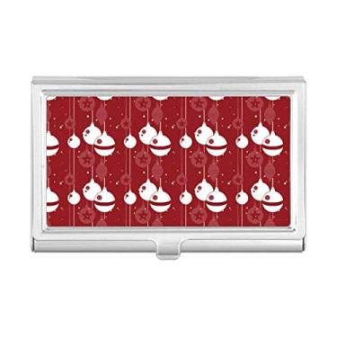 Imagem de Carteira de bolso com estampa branca vermelha para cartões de visita de Natal
