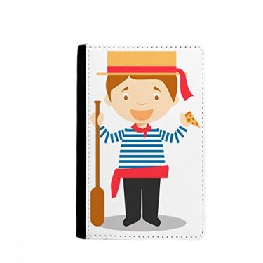 Imagem de Carteira carteira azul branca listrada Itália com desenho de passaporte Notecase Burse porta-cartões