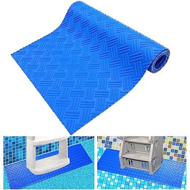 Imagem de SKARUMMER Tapete de escada de piscina - Tapete protetor para escada de piscina com textura antiderrapante, tapete de degrau médio azul para piscina, 91 x 23 cm
