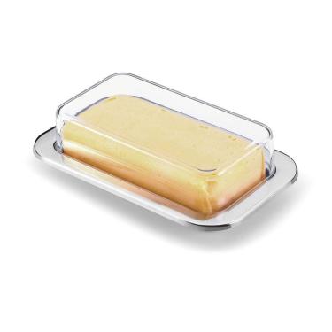 Imagem de Manteigueira Retangular 200g Aço Inox Tampa Acrílico Forma