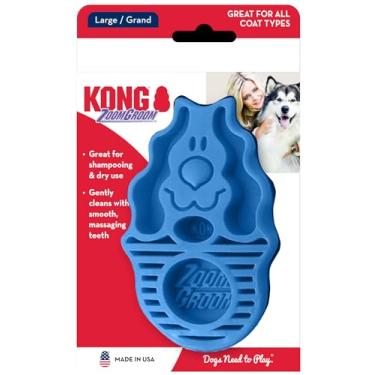 Imagem de KONG - Pincel para c o Zoom Groom, noivo e massagem enquanto remove pelos soltos e pele morta - Azul