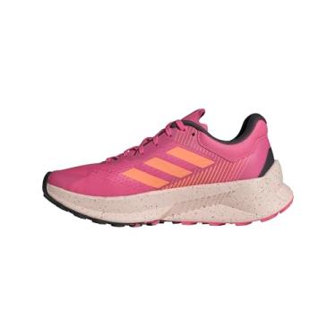 Imagem de adidas Tênis de corrida feminino Terrex Soulstride Flow Trail, Rosa Fusion/Matiz Âmbar/Preto, 10