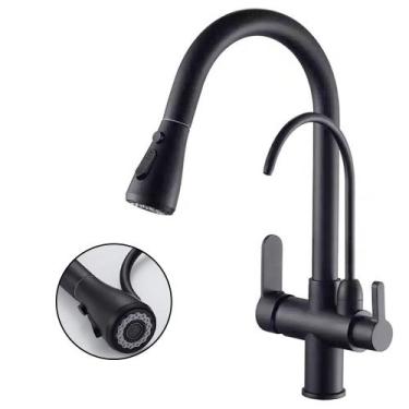Imagem de Torneira Preta Monocomando Luxo Gourmet 360 Quente Frio Cozinha Mesa B