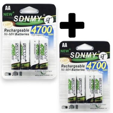 Imagem de Kit Com 8 Pilhas Baterias AA Recarregável de 4700mAh - en