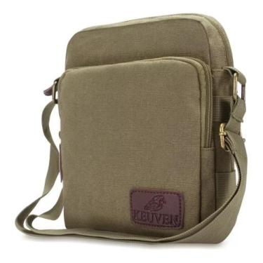 Imagem de Bolsa Masculina Feminina Transversal Kvn Em Lona e Porta Garrafa, Bege