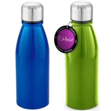Imagem de Kit 2x Squeeze Alumínio 500 ml Wave TopGet Azul e Verde