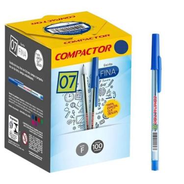 Imagem de Caneta Esferográfica Compactor 0.7mm  Caixa com 100 Unidades, Azul