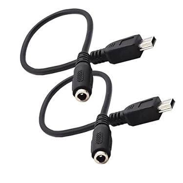 Imagem de MMNNE Pacote com 2 conectores de alimentação CC 3,5 x 1,35 mm fêmea para USB mini 5 pinos macho 3A 22AWG cabo de cobre 25,4 cm