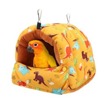 Imagem de Wontee Casa de Ninho de Pássaros Inverno Quente Cabana Confortável Cama de Pássaro Cama de Pássaro Rede para Papagaios Periquitos Caique Senegal Calopsitas Conures (Amarelo Escuro, Grande)