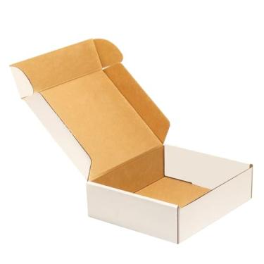Imagem de YUNSY-BOX 50 pacotes de caixa de transporte pequena, 7x6x2'', mala postal ondulada, caixa de papelão, branca, para pequenas empresas