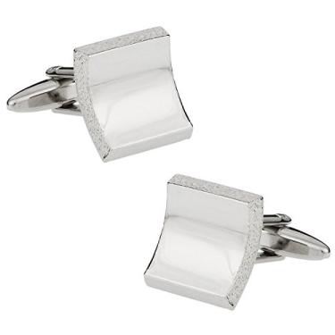 Imagem de Abotoaduras prateadas com borda crua Cuff-Daddy com caixa de apresentação