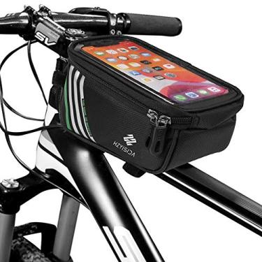 Imagem de HzYisida – Bolsas de armação de tubo frontal para bicicleta, nylon esportivo, ciclismo, bicicleta, alça de mão, bolsa para iPhone 11/11 Pro Max/Samsung Galaxy Note 10/A20/A50/Motorola One Zoom/Google Pixel 3a, Preto