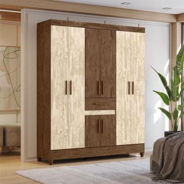 Imagem de Guarda Roupa Casal Ambiente Portugal 8 Portas Castanho Wood Avelã Wood - Moval
