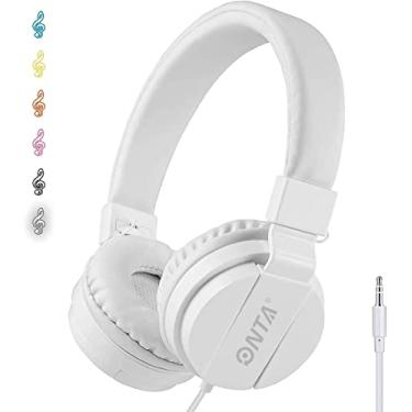 Imagem de Fone de ouvido ONTA Gorsun dobrável com áudio leve ajustável para celulares infantis, iPhone, laptop, computador, MP3/4 fones de ouvido (branco)