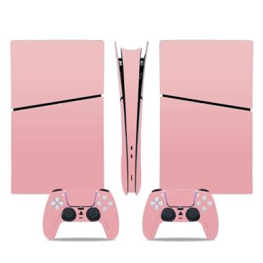 Imagem de Skin Sticker for PS5 Slim Digital Console, Protective Cover Decal Wrap for Game Controller (Pink)