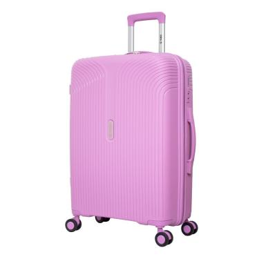 Imagem de Mala De Viagem Media Polipropileno Yins 21221 Cadeado Integrado Rodas Duplas Giro 360 Rosa M