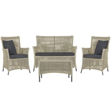 Imagem de Jogo Sofá 2 Poltronas E Mesa Igapó Preta E11 Trama Original Rami