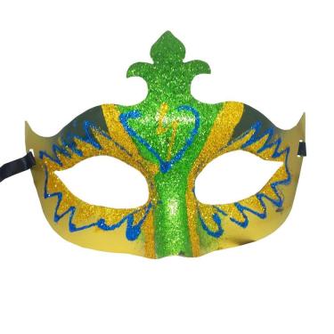 Imagem de Máscara De Carnaval Glitter Verde E Dourado