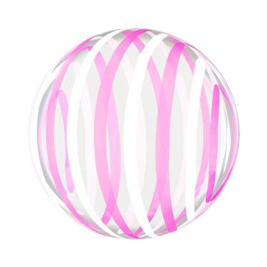 Imagem de Balão Bubble Estampado Listras Brancas E Rosas - 18 Polegadas
