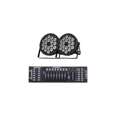 Imagem de Kit 2 Canhao Refletor 18 Leds Rgbw 12w Quadriled Mesa Dmx - Showtech, 