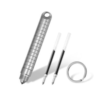 Imagem de Hamans Mini caneta esferográfica de titânio EDC Pocket Pen 7,3 cm, tamanho compacto e leve para transporte diário (cinza)