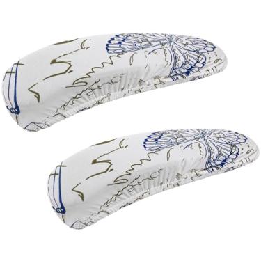 Imagem de Smiry Capas de apoio de braço para cadeira de escritório com estampa elástica, 2 peças, de ajuste macio, lavável, lavável, para cadeira de computador, branca,