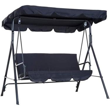 Imagem de Substituição Do Assento Da Cadeira De Balanço De Jardim à Prova De Chuva Ti-uv Protetor De Poeira Para Assento De Balanço 2 & 3 Lugares Tamanhos Tampa Superior De Rede, Black, 142x120x18cm