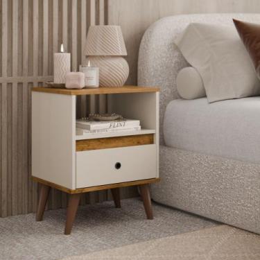 Imagem de Mesa de cabeceira Criado Ted Com 1 Gaveta Nicho Decoração Quarto - Móv