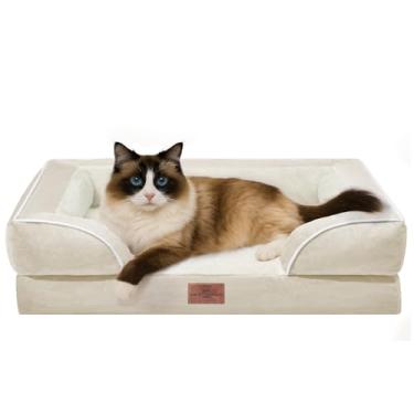 Imagem de Comfort Expression Sofá-cama impermeável com espuma ortopédica para cães pequenos, cama confortável para animais de estimação com capa removível lavável e parte inferior antiderrapante (PP, bege)