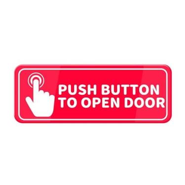 Imagem de WWV Placa de botão para abrir porta 25,4 cm x 7,5 cm de acrílico vermelho e branco - decalque de parede autoadesivo para escritório, negócios, casa, casa