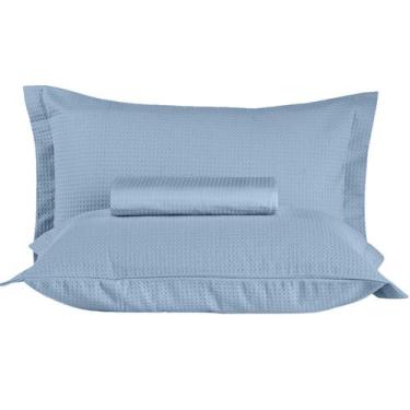 Imagem de Kit Colcha Solteiro Algodão Piquet Favo Gênova Cores Teka 2 Peças, Azu