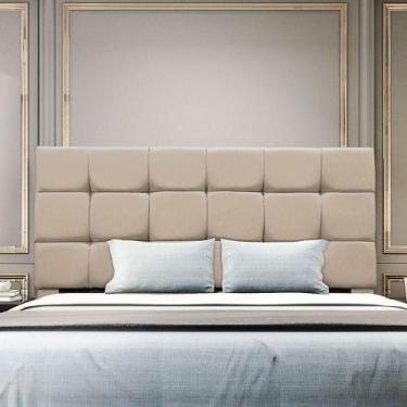 Imagem de Cabeceira Cama Box Estofada King 195 Cm Ananda Suede Bege - Black Hous