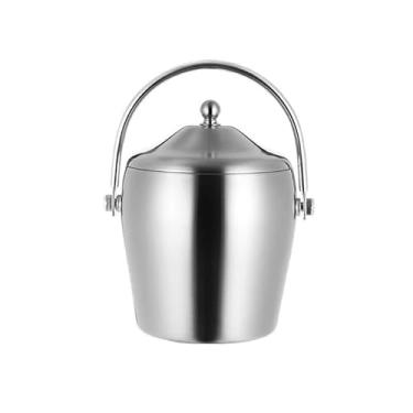 Imagem de Balde de gelo de aço inoxidável balde de gelo com isolamento recipiente de cubo de gelo, barra champanhe armazenamento de cerveja balde de gelo barril de gelo (1,2 L)