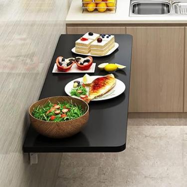 Imagem de Mesa de parede dobrável flutuante para laptop, mesa de trabalho dobrável, mesa de trabalho com folhas suspensas, mesa de escritório, mesa de computador, mesa de jantar com suportes para economia de