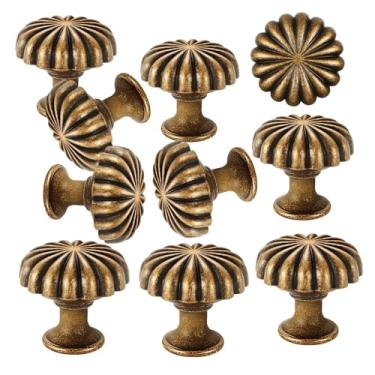 Imagem de Puxos Para Gavetas 10 Peças | Puxador De Cozinha Abóbora | Puxos De Liga De Zinco Antigos Redondos Para Armário Quarto Sala De Estar Casa De Banho Garagem Reforma De Móveis