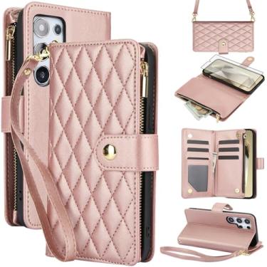 Imagem de Asuwish Capa de celular para Samsung Galaxy S24 Ultra 5G com protetor de tela de vidro temperado e carteira com zíper, compartimento para cartão, suporte, flip, acessórios para celular S24Ultra 24S S