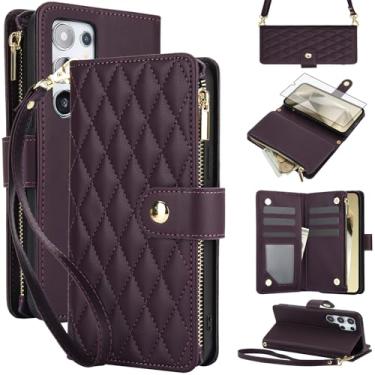 Imagem de Asuwish Capa de celular para Samsung Galaxy S23 Ultra 5G com protetor de tela de vidro temperado e carteira com zíper, suporte para cartão, acessórios para celular S23Ultra 23S S 23 23Ultra 17.3 cm