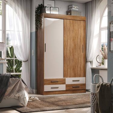 Imagem de Guarda-Roupa Solteiro 2 Portas de Correr 4 Gavetas Flex Color com Corredicas Telescopicas