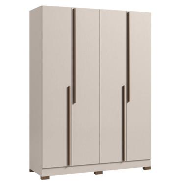 Imagem de Guarda-Roupa Casal 4 Portas 2 Gavetas com Corredicas Telescopicas Design Moderno Cores Off White / Grafite