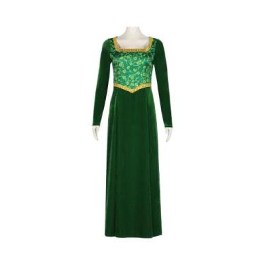 Imagem de Fantasia de Cosplay Fiona Shrek - Vestido Longo Verde para Mulheres, B