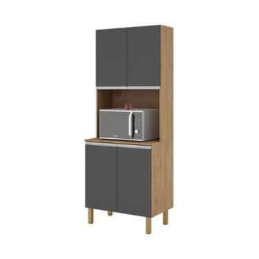 Imagem de Paneleiro Cozinha Isabela 4 Portas Amêndoa Grafite - MILANI MOVELARIA