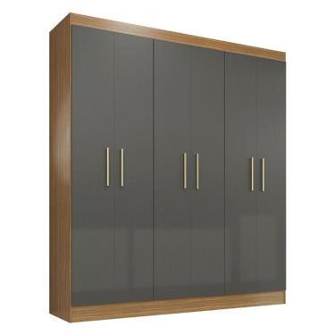 Imagem de Guarda Roupa Casal Ipê 6 Portas Freijó Gris Fosco - Kits Paraná